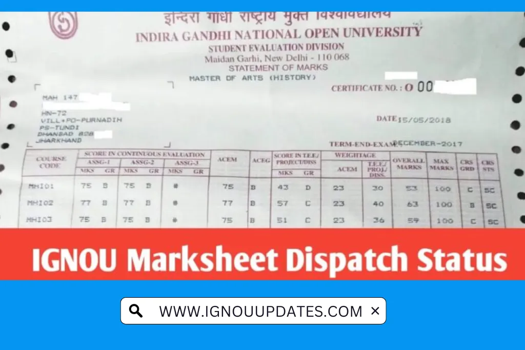 IGNOU Marks Card 2023