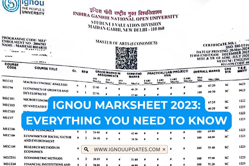 IGNOU Marksheet 2023